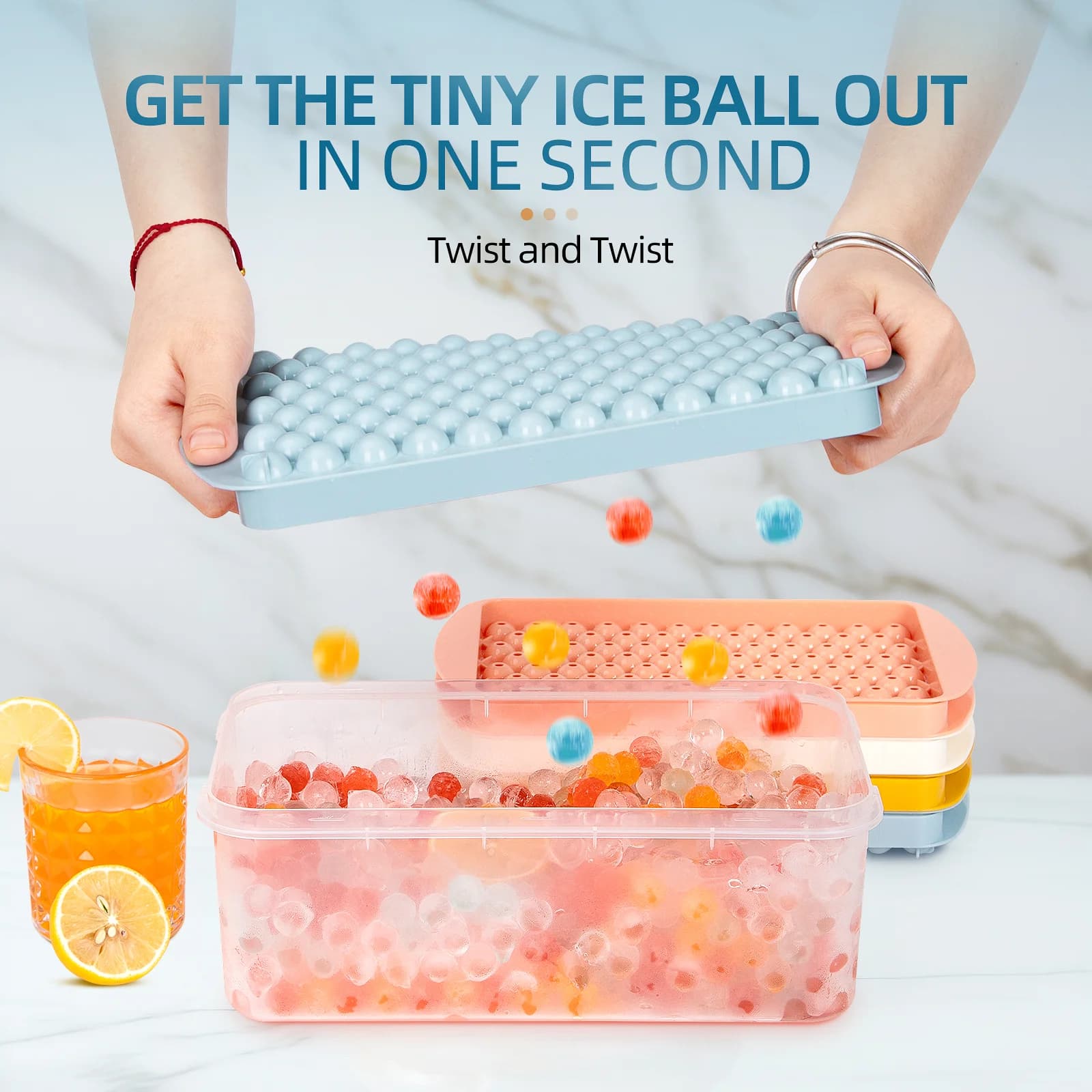 Mini Ice Cube Tray 104 Holes Round Ice Ball Mold Tiny Crushed for Chilling Bar Cocktail Whiskey Drink Coffee Juice Kitchen Tool
