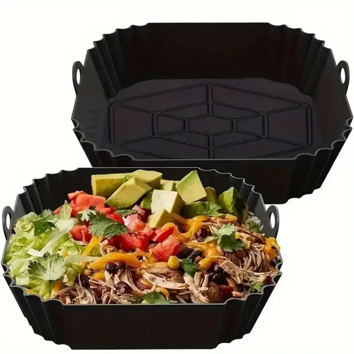 Reusable Air Fryer Silicone Pot Non Stick Baking Liner Heat Resistant Kitchen Cooking Mat Household Food Grade Bakeware Supplies