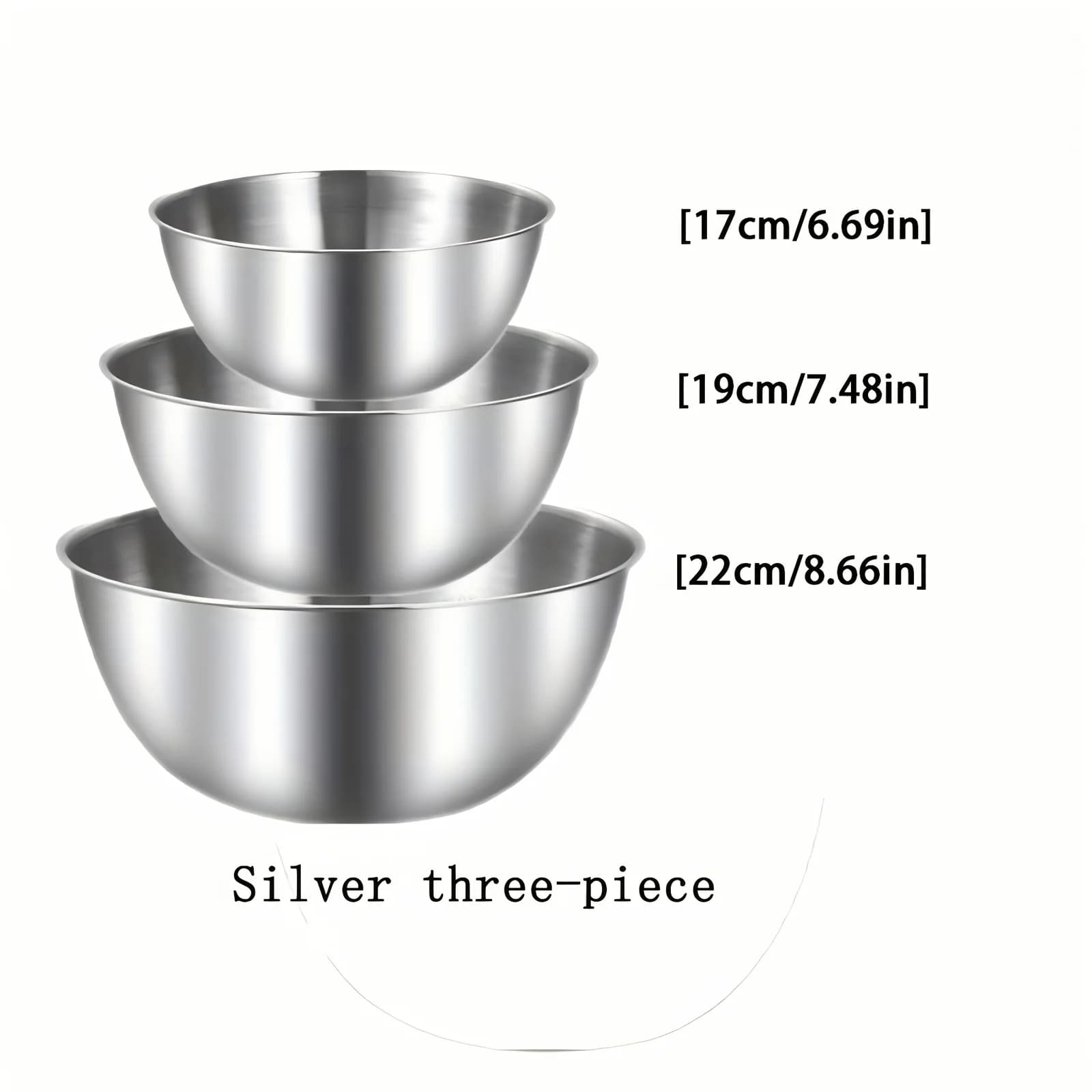 3Pcs Stainless Steel Mixing Bowls Set Large Salad Bowl Dough Kneading Kitchen Accessories Cocina Accesorios Home Items
