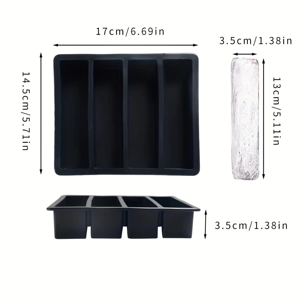 1/4pcs Large Rectangular Ice Cube Mold Set with Lid Stackable Freezer Trays for Bottles Beverages Long Cubes Mould Kitchen Items