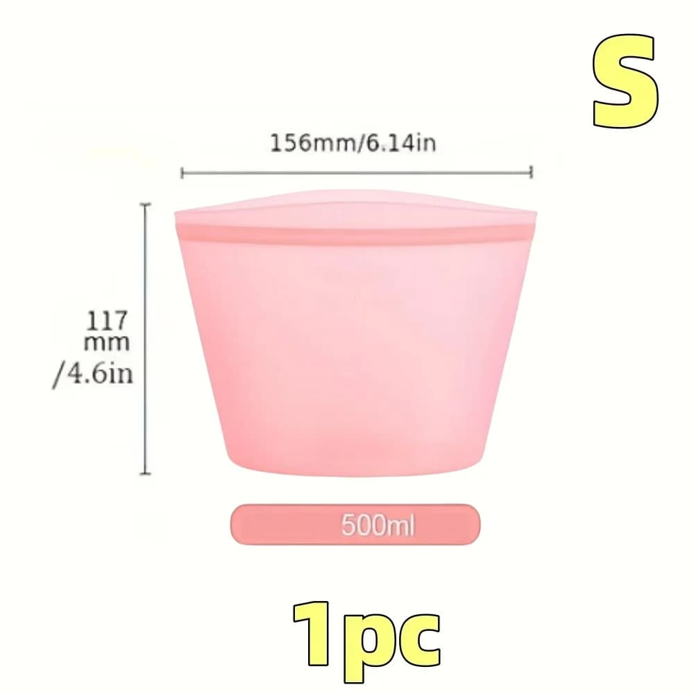 1/3pcs Silicone Food Containers Reusable Storage Bags Leakproof Ziplock Bag Set for Fridge Freezer Fresh-Keeping Kitchen Organiz