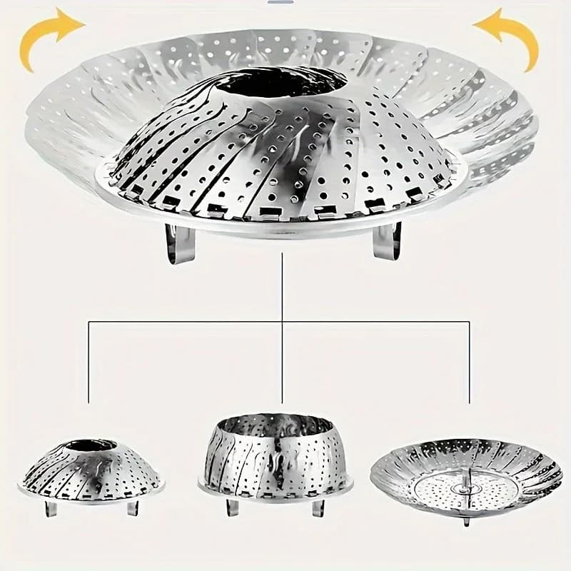 Stainless Steel Steamer Basket - Expandable 6-10.5" Foldable for Pots | Healthy Veggie Steamer Rack, Durable & Easy Clean