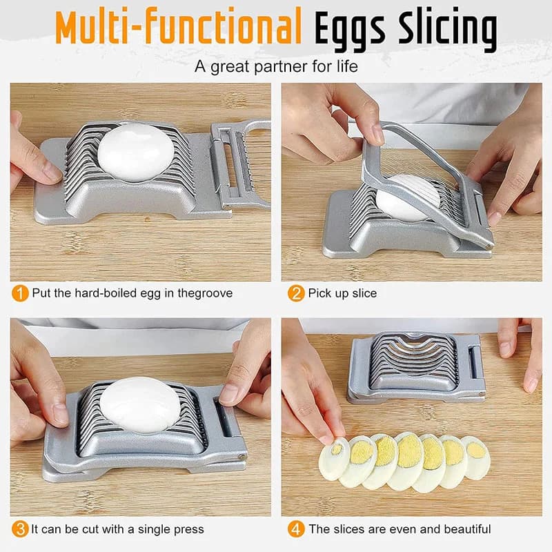 Heavy Duty Aluminium Egg Slicer for Hard Boiled Eggs Strawberry Slicer Stainless Steel Wire Multi Egg Dicer for Soft Fruit