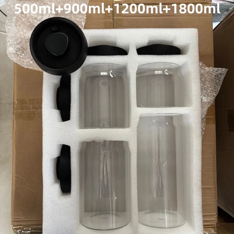 Multi Capacity Black Lid Coffee Pot Manual Vacuum Moisture-proof Storage Pot Kitchen Glass Teapot Coffee Bean Storage Sealed Jar